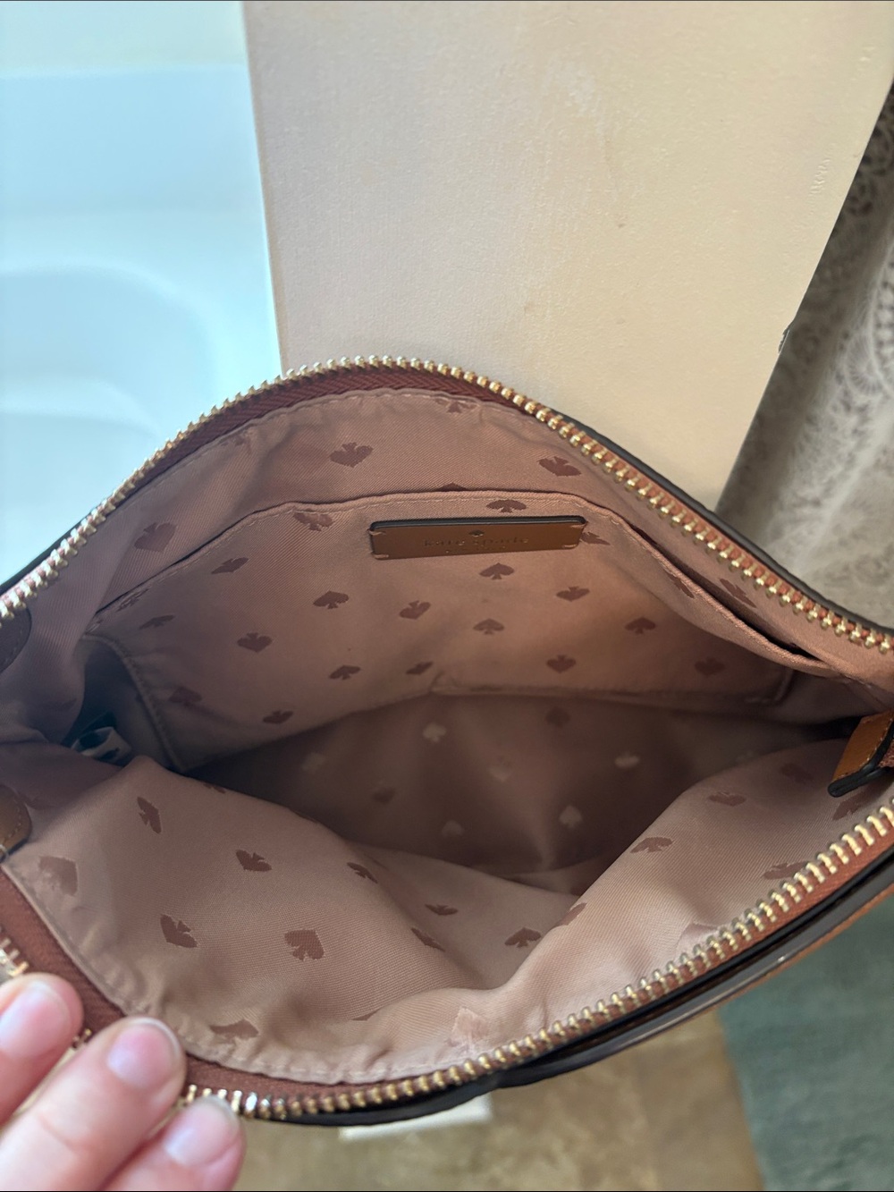 Kate Spade Pebbled Leather Crossbody Purse in Gingerbread color - Picture 5 of 7